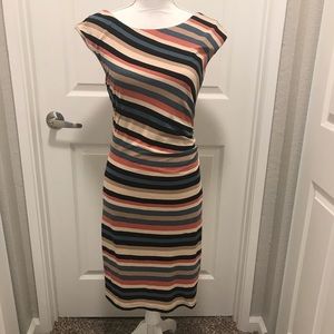 🔴Ann Taylor Loft One Side Ruched Striped Dress
